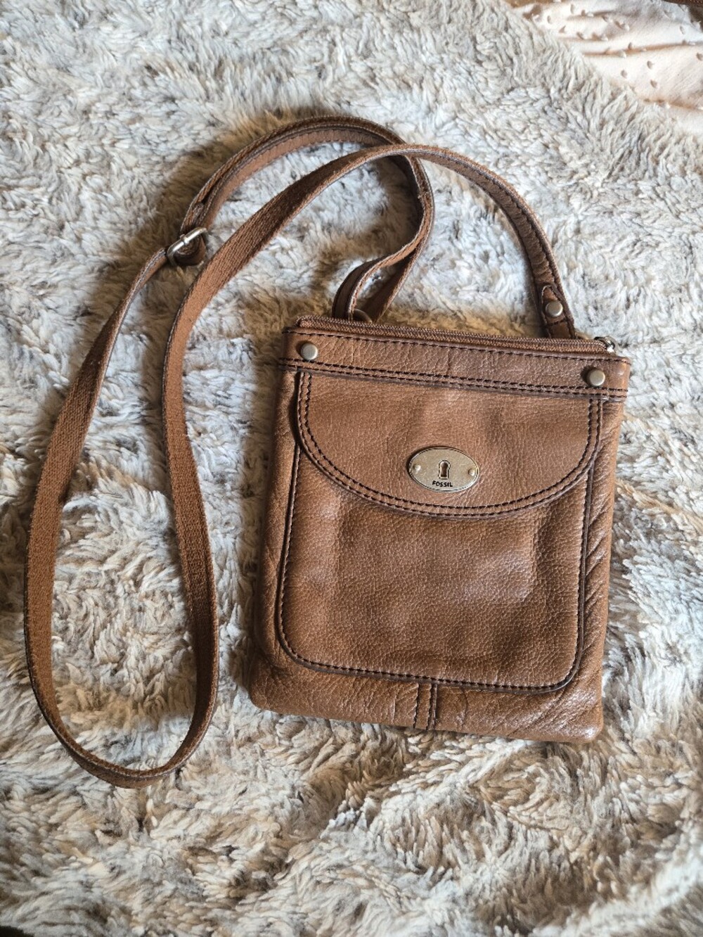 Vintage Maddox Fossil | Brown Leather Crossbody Bag
